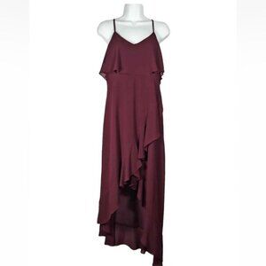 Ali & Jay Women's Burgundy High-Low Chiffon Wrap Cocktail Dress Size S Wedding